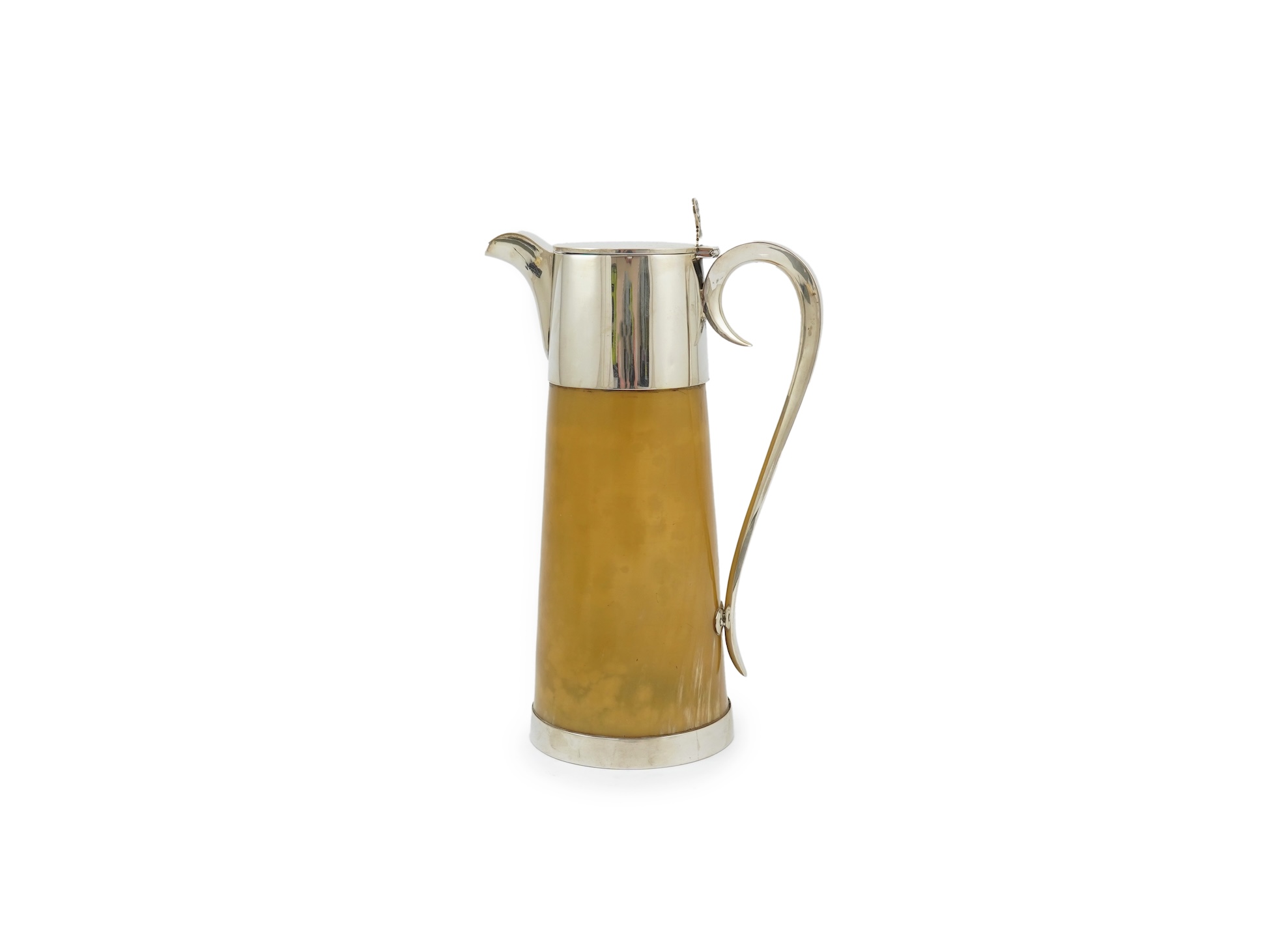 A Victorian silver mounted horn claret jug, by George Adams